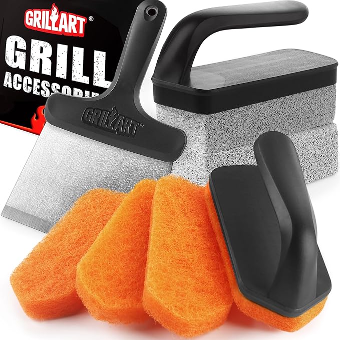 GRILLART Kit Limpieza Parrilla Piedra Raspador Almohadilla